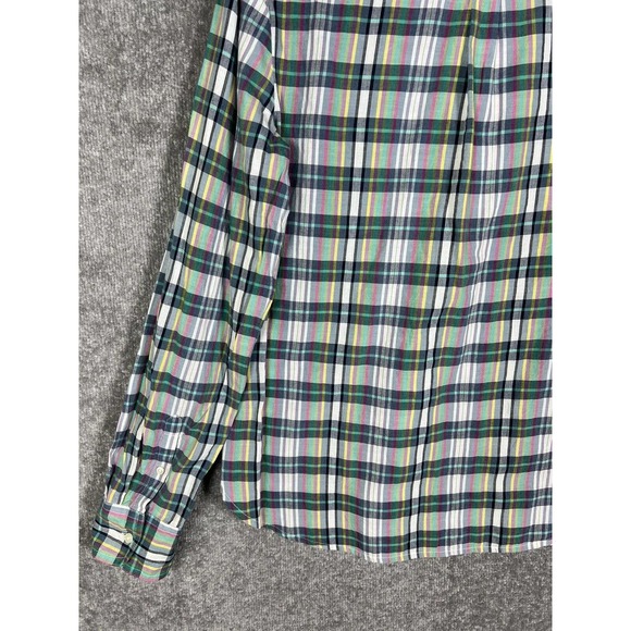 J Crew Long Sleeve Plaid Popover 3/4 Button Shirt Womens Size Medium Pocket - Picture 11 of 14